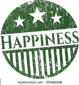 Happiness rubber seal with grunge texture