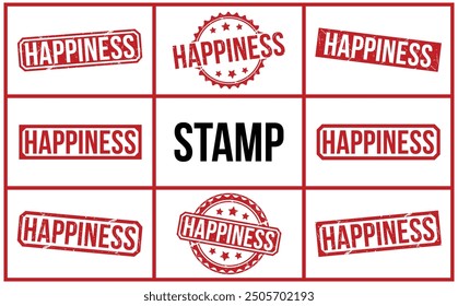 Happiness rubber stamp vector illustration on white background
