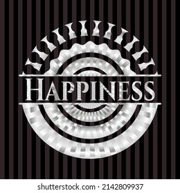 Happiness silvery emblem. Vector Illustration. Mosaic. 