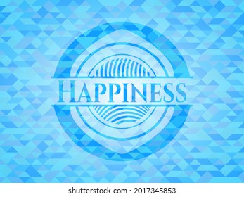 Happiness sky blue emblem. Mosaic background. 