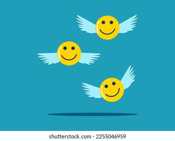 Happiness sticks to the wings to fly. Value of happiness. business and lifestyle concept