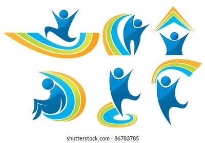 happiness and success vector collection of icon, symbols and emblems