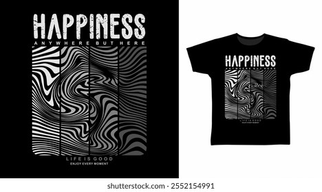 Happiness Typography Line Art Hand Drawn vector Tshirt Design