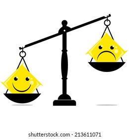 Happiness versus sadness, vector illustration.