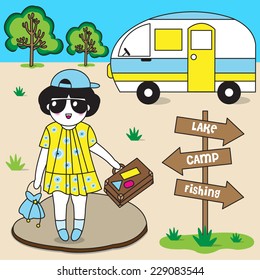Happiness is a Way of Travel not a Destination illustration set