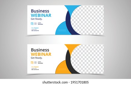 Happiness webinar banner template. webinar invites style web Banner templates. Header Banner Live Business webinar promotion and Online Education other online Event seminars poster, trendy color use .