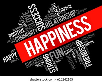 HAPPINESS word cloud collage, concept background