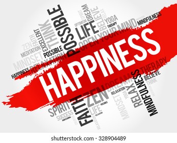Happiness word cloud concept
