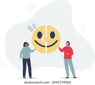 Felicidad en el lugar de trabajo, inteligencia emocional o bienestar mental, satisfacción del cliente o concepto de retroalimentación de revisión.