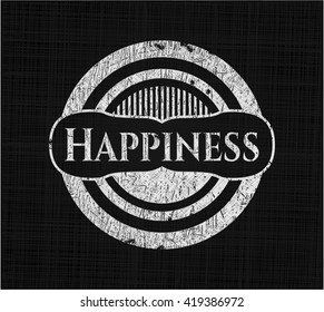 Happiness written on a blackboard