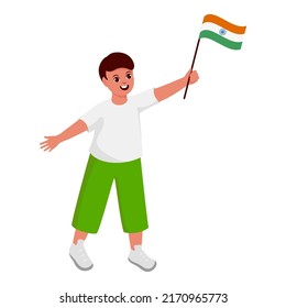 Happiness Young Boy Holding India Flag Stock Vector (royalty Free 