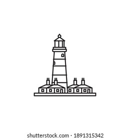 Happisburgh lighthouse at Norfolk coast vector line icon.