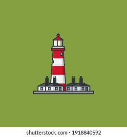 Happisburgh lighthouse at Norfolk coast vector illustration for Norfolk Day on Juy 27. 