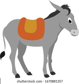 Happpy donkey, illustration, vector on white background.