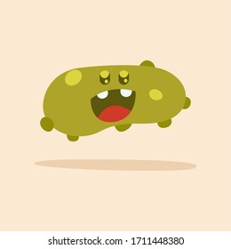 Happpy virus cartoon over a colored background - Vector