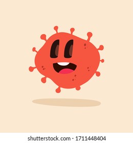 Happpy virus cartoon over a colored background - Vector