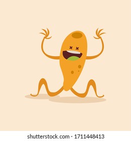 Happpy virus cartoon over a colored background - Vector