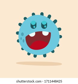Happpy virus cartoon over a colored background - Vector