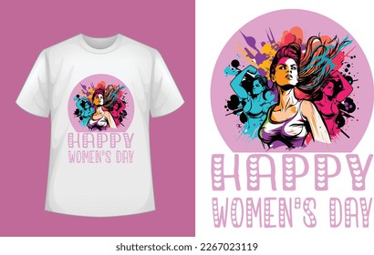 HAPPPY WOMENS DAY 8 MARCH T SHIRT DESIGN VECTOR ART.