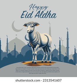 Happy Eid Aldha Elmubarak Illustration Vektorgrafik ai 