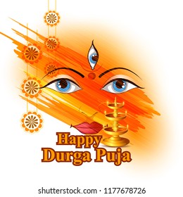 Happu Durga Puja festival India holiday background. Vector illustration