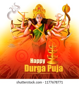 Happu Durga Puja festival India holiday background. Vector illustration