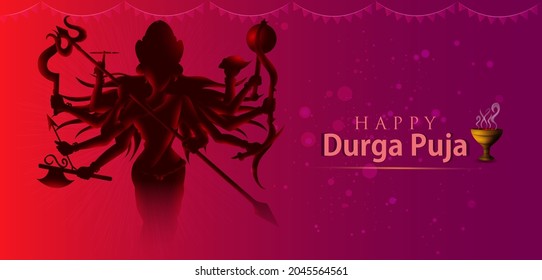 Happu Durga Puja festival India holiday background. Vector illustration