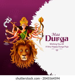Happu Durga Puja festival India holiday background. Vector illustration