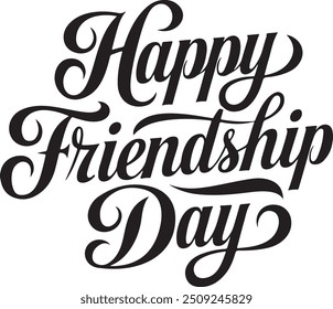 A happu friendship day   typography,calligraphy design silhouette vector illustration