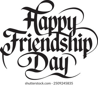 A happu friendship day   typography,calligraphy design silhouette vector illustration