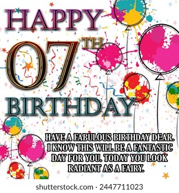 Happy 07th Birthday vector illustration 