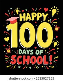 Feliz 100 dia de escola inspirador t shirt design.