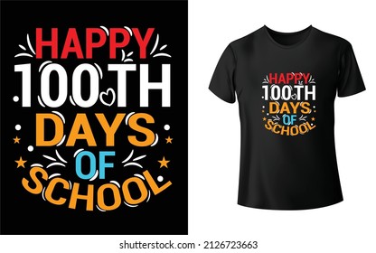 Feliz 100 días de diseño de camisetas escolares. Diseño único y colorido de camisetas escolares de 100 días.