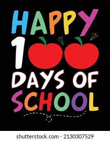 Happy 100 Day Of School T-Shirt Design Template
