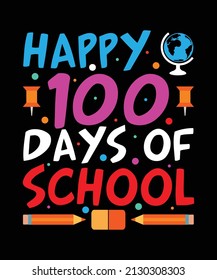 Happy 100 Day Of School T-Shirt Design Template