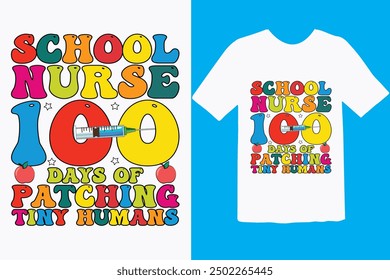 Happy 100 day of school t-shirt design. Unique And Colorful 100 days School T-Shirt Design, Congratulatory lettering for the celebration of the hundredth day of the student.
