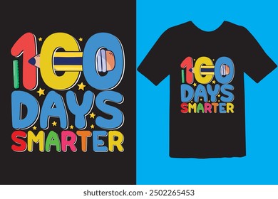 Happy 100 day of school t-shirt design. Unique And Colorful 100 days School T-Shirt Design, Congratulatory lettering for the celebration of the hundredth day of the student.
