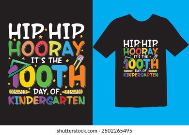 Happy 100 day of school t-shirt design. Unique And Colorful 100 days School T-Shirt Design, Congratulatory lettering for the celebration of the hundredth day of the student.
