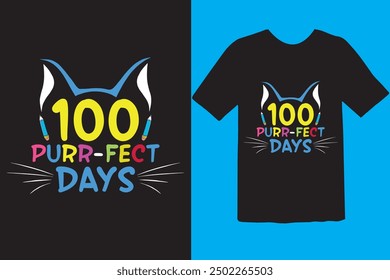 Happy 100 day of school t-shirt design. Unique And Colorful 100 days School T-Shirt Design, Congratulatory lettering for the celebration of the hundredth day of the student.
