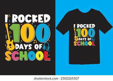 Happy 100 day of school t-shirt design. Unique And Colorful 100 days School T-Shirt Design, Congratulatory lettering for the celebration of the hundredth day of the student.
