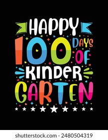 Happy 100 days of kindergarten t shirt design, kindergarten t shirt design