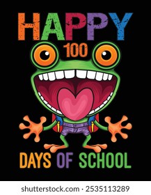 Feliz 100 dias de projeto de t-shirt de rã escola