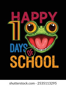 Feliz 100 dias de escola sapo grandes olhos t-shirt design