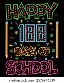 Happy 100 days of school graphic design for school lover