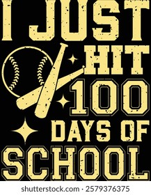 Happy 100 Days of School Graphic Design- Mom Baseball Art, 100 Days Baseball craft, Baseball Silhouette, 100th Day Learning Artwork, Educational T-Shirt Design, Creative School Anniversary Graphic Art