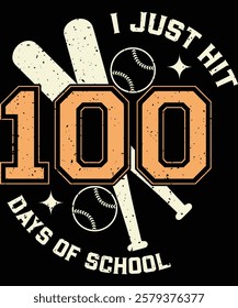 Happy 100 Days of School Graphic Design- Mom Baseball Art, 100 Days Baseball craft, Baseball Silhouette, 100th Day Learning Artwork, Educational T-Shirt Design, Creative School Anniversary Graphic Art