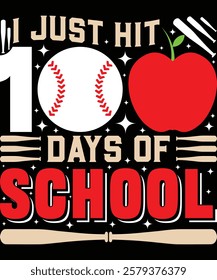 Happy 100 Days of School Graphic Design- Mom Baseball Art, 100 Days Baseball craft, Baseball Silhouette, 100th Day Learning Artwork, Educational T-Shirt Design, Creative School Anniversary Graphic Art