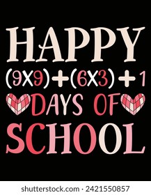 Happy 100 days of school shirt print template, Typography design for back to school, 2nd grade, preschool, kindergarten, pre k
