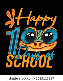 Feliz 100 dias de escola cobra cabeça t-shirt design