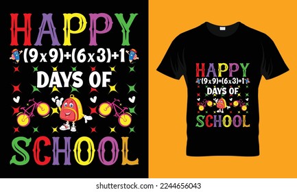 Happy 100 days of school school T Shirt Design. School T Shirt design 
100 Days Of School,vector Graphic, kids t-shirts, vector Graphic.